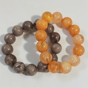 2 Vintage Plastic Bead Stretch Bracelets